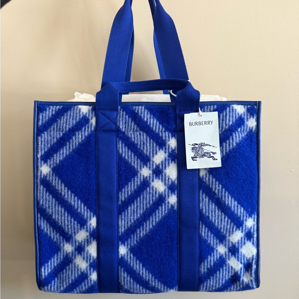 Burberry Blue Plaid Tote Bag